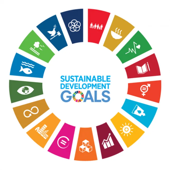 Wheel with the 17 UN Sustainable Development Goals